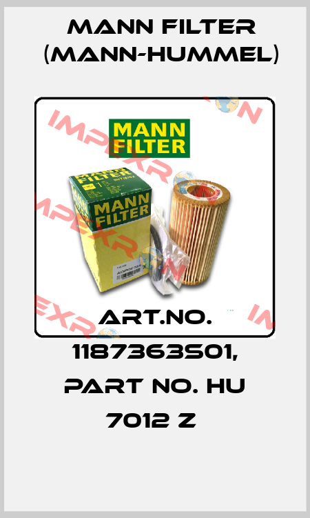 Art.No. 1187363S01, Part No. HU 7012 z  Mann Filter (Mann-Hummel)