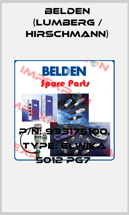 P/N: 933175100, Type: ELWIKA 5012 PG7  Belden (Lumberg / Hirschmann)