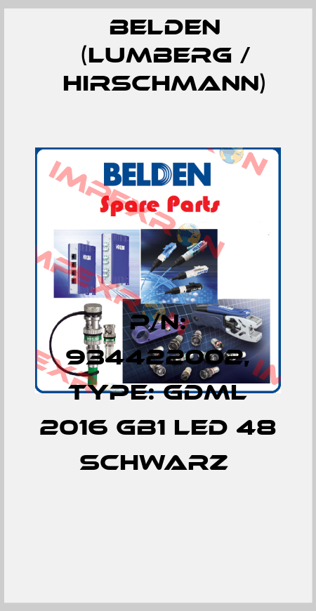 P/N: 934422002, Type: GDML 2016 GB1 LED 48 schwarz  Belden (Lumberg / Hirschmann)