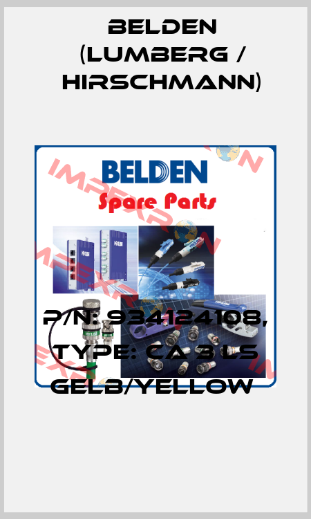 P/N: 934124108, Type: CA 3 LS gelb/yellow  Belden (Lumberg / Hirschmann)