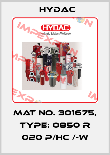 Mat No. 301675, Type: 0850 R 020 P/HC /-W Hydac