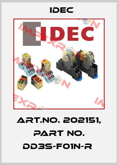 Art.No. 202151, Part No. DD3S-F01N-R  Idec