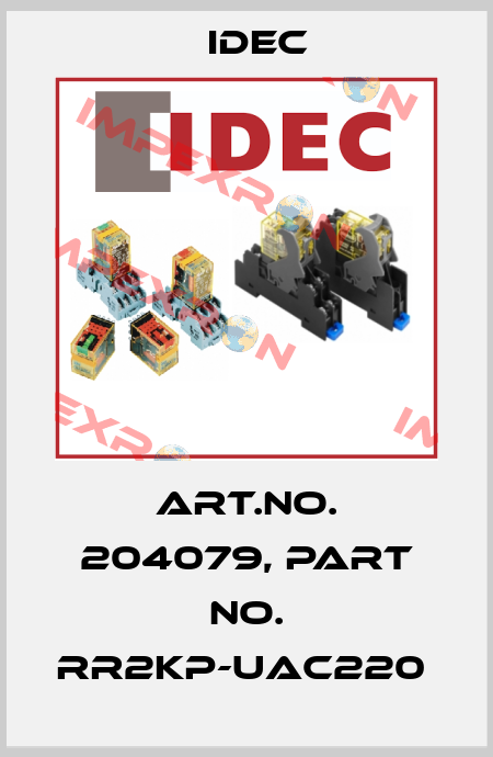Art.No. 204079, Part No. RR2KP-UAC220  Idec