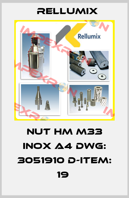 NUT HM M33 INOX A4 DWG: 3051910 D-ITEM: 19  Rellumix