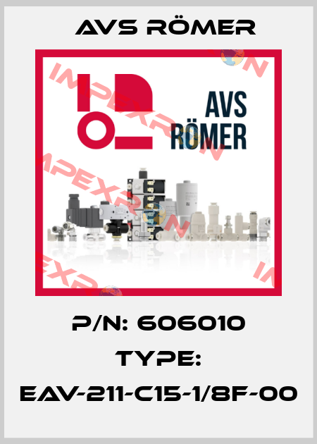 P/N: 606010 Type: EAV-211-C15-1/8F-00 Avs Römer
