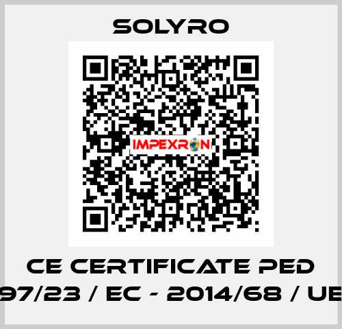 CE certificate PED 97/23 / EC - 2014/68 / UE SOLYRO