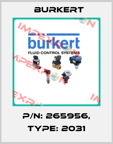 P/N: 265956, Type: 2031 Burkert