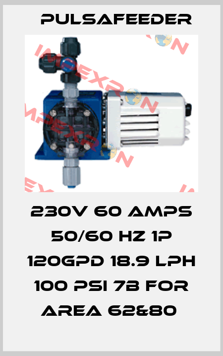 230V 60 AMPS 50/60 HZ 1P 120GPD 18.9 LPH 100 PSI 7B FOR AREA 62&80  Pulsafeeder