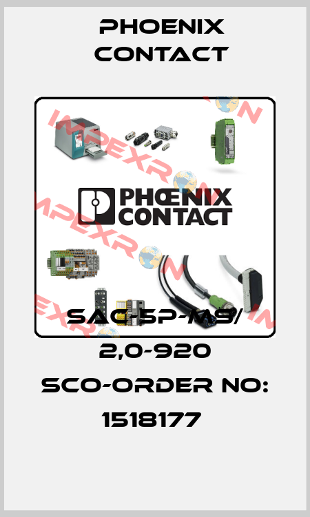SAC-5P-MS/ 2,0-920 SCO-ORDER NO: 1518177  Phoenix Contact