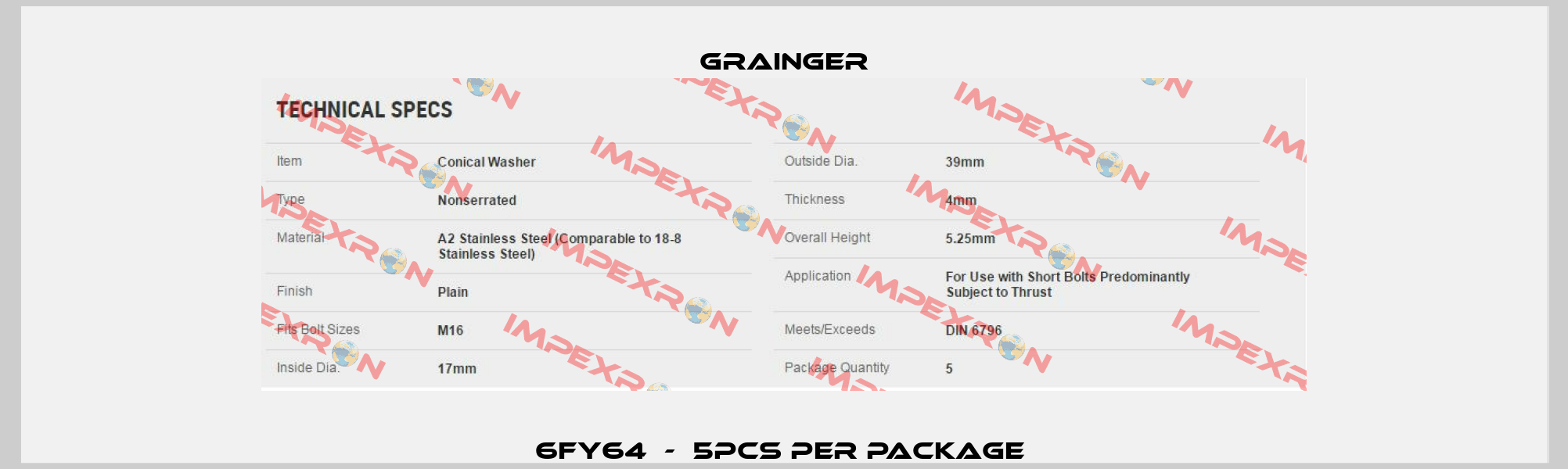 6FY64  -  5pcs per package  Grainger