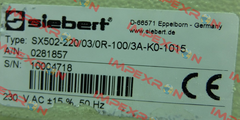 SX502-220/03/0R-100/3A-K0-1015  Siebert