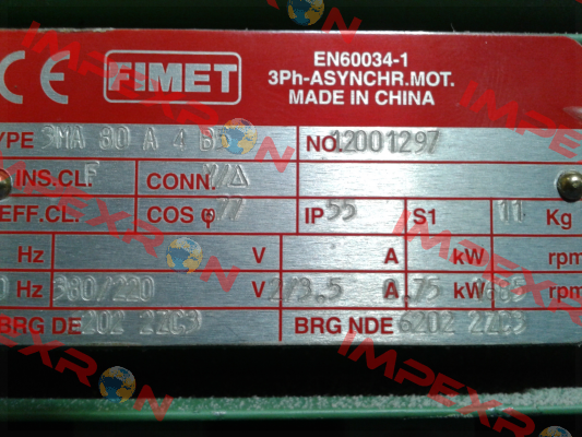 3MA 80 A 4 T.380/220V 60HZ B5 0,75KW Fimet